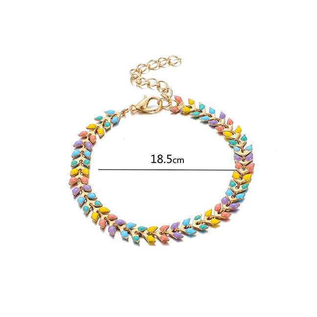 LRC Gelang Tangan Fashion Color Leaf Drop Oil Alloy Bracelet D15251