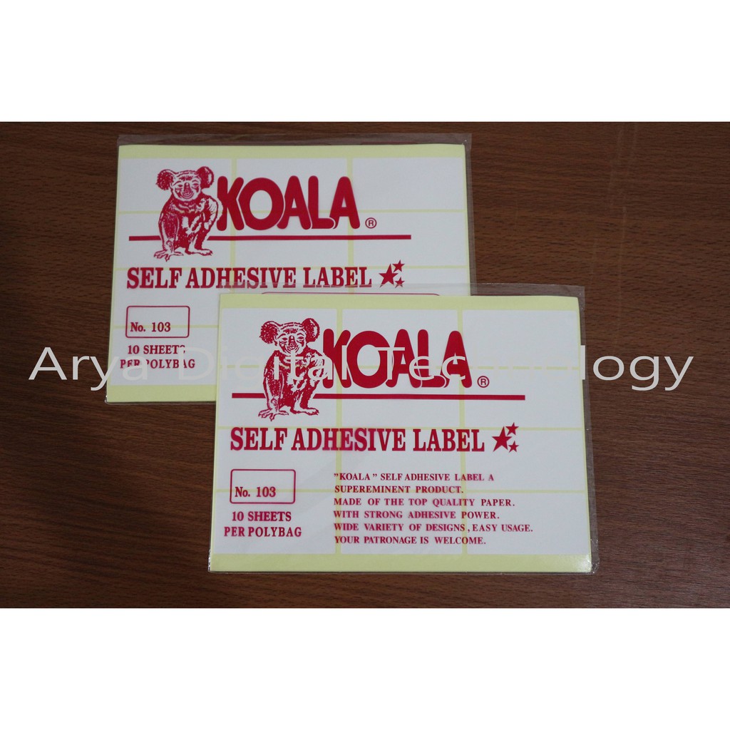Kertas Sticker Label Koala/Fox No 103 Kertas Stiker Tempel Murah Bagus