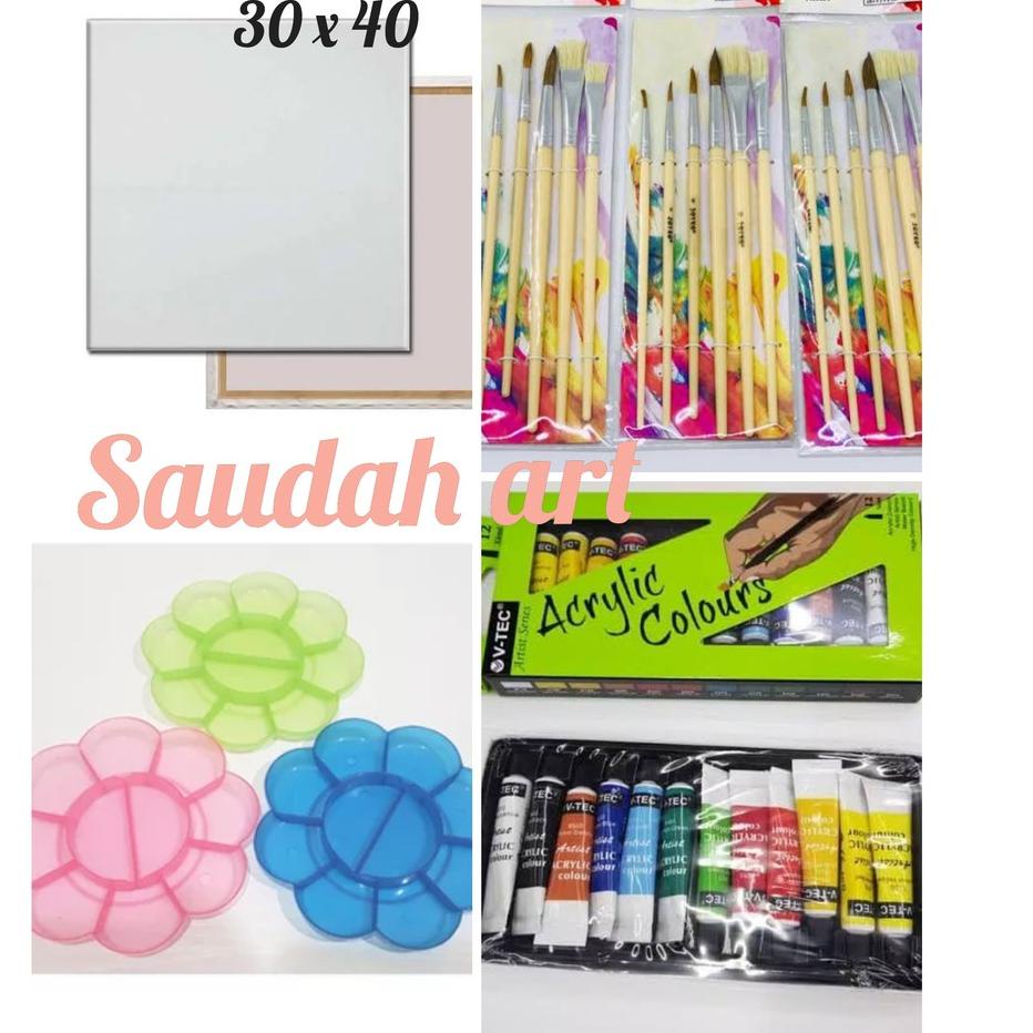 

VC7 Paket Kanvas Lukis (kanvas 30x40,kuas,palet,cat akrilik)✲ (Terkini)Ready ☈