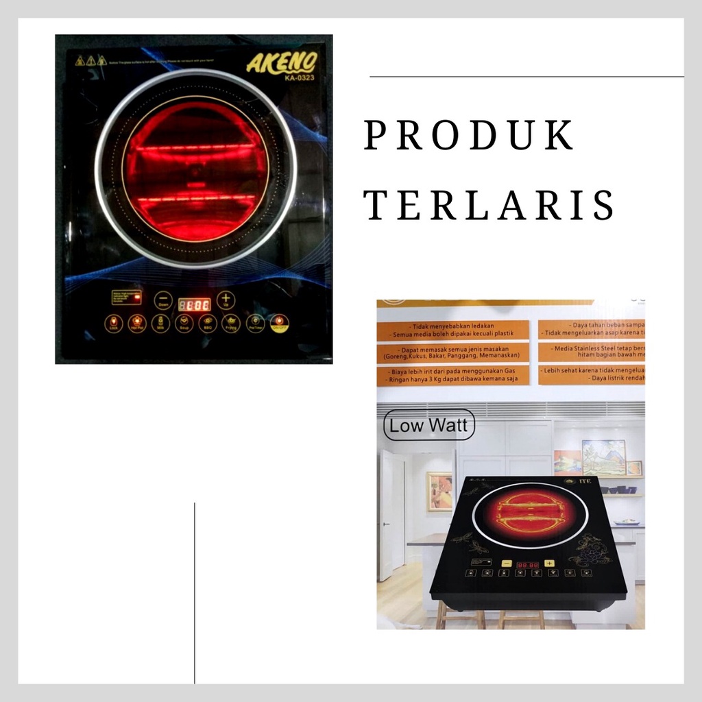 Kompor Listrik Low Watt Kompor Kaca Induksi Listrik Alat Masak Keramik 1 Tungku Penghangat Makanan Perebus Air BBQ Barbeque Alat Memanggang Daya Rendah Portable Induction Cooker 100W Lighting Cooker Akeno