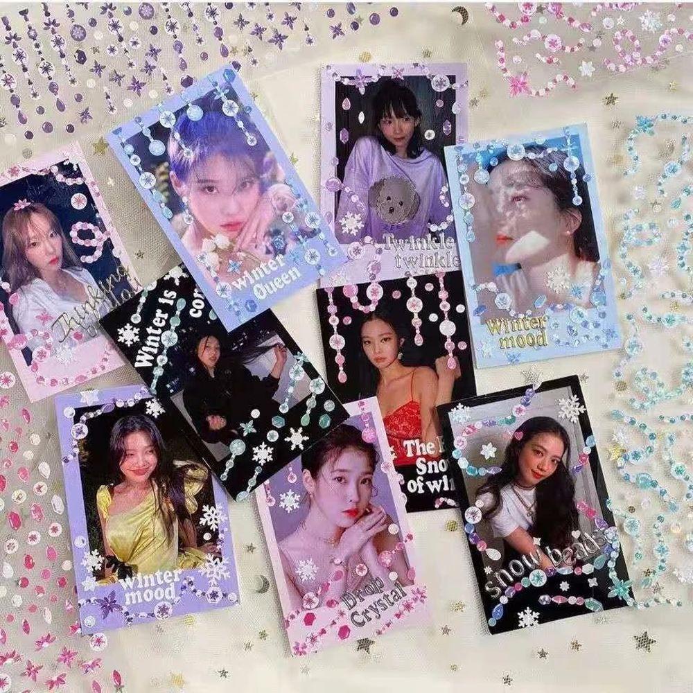 Lanfy Stiker Laser Dekorasi Telepon Handbook Stiker Komputer Stiker Handphone Stiker album Foto Dekorasi BlingBling Idola Card Stickers