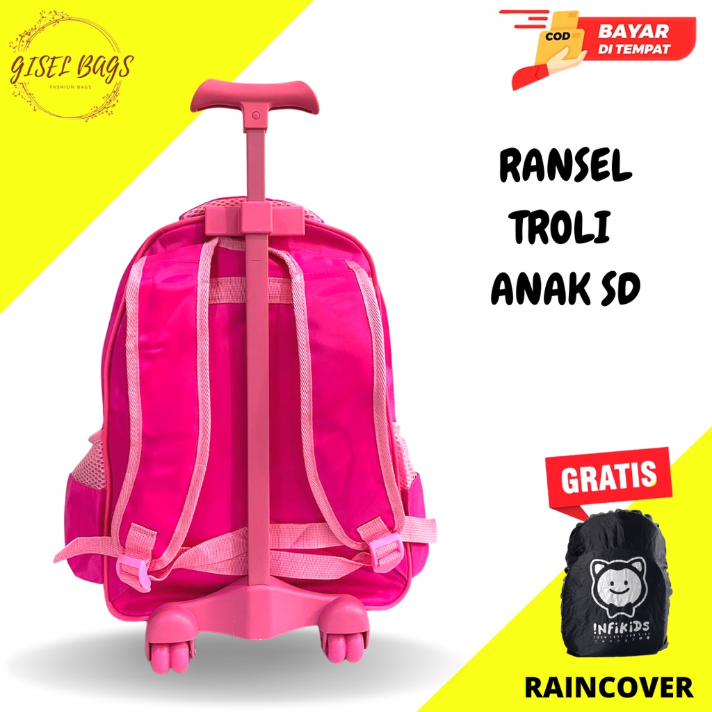 GB-Tas ransel troli anak perempuan SD tas ransel troli anak sd timbul tas ransel troli import