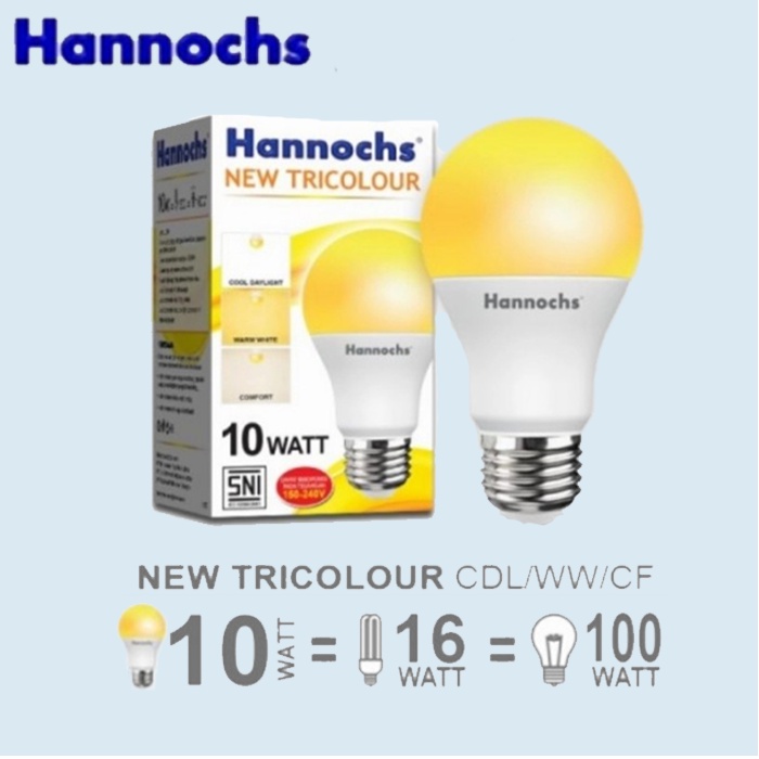 Hannochs LED Bulb Tricolour 10W - Lampu LED Multicolor E27