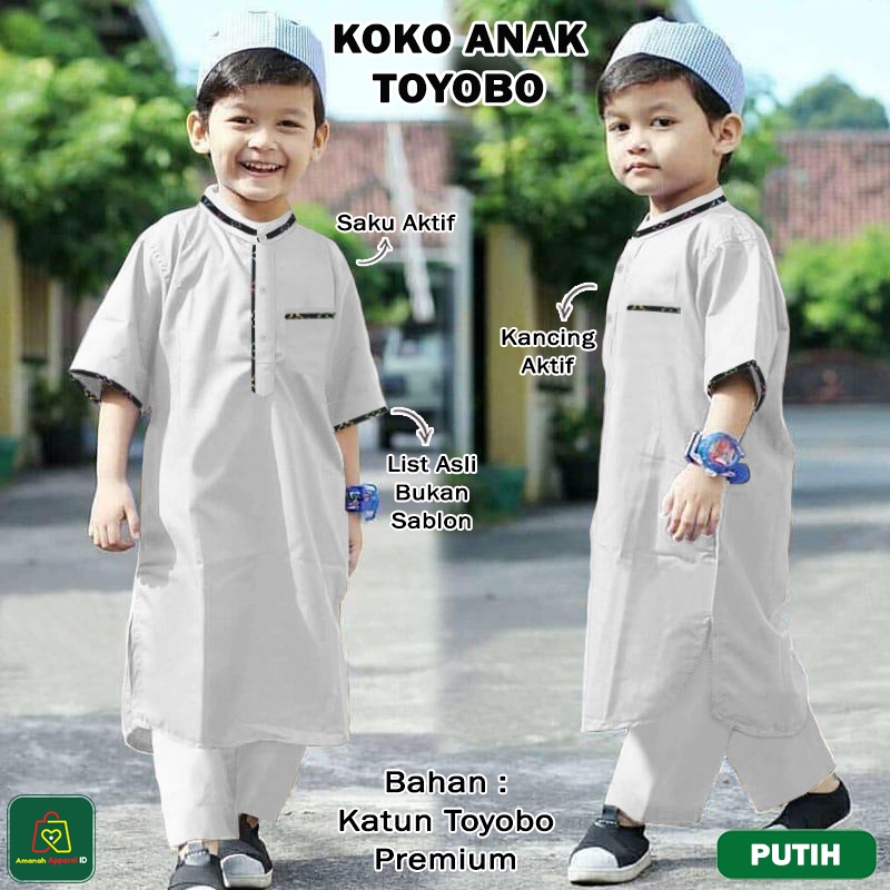 Setelan Baju Muslim KOKO ANAK TOYOBO Bahan Katun Toyobo Premium Ukuran XS - L Usia 2 - 15 Tahun / 18047-18053