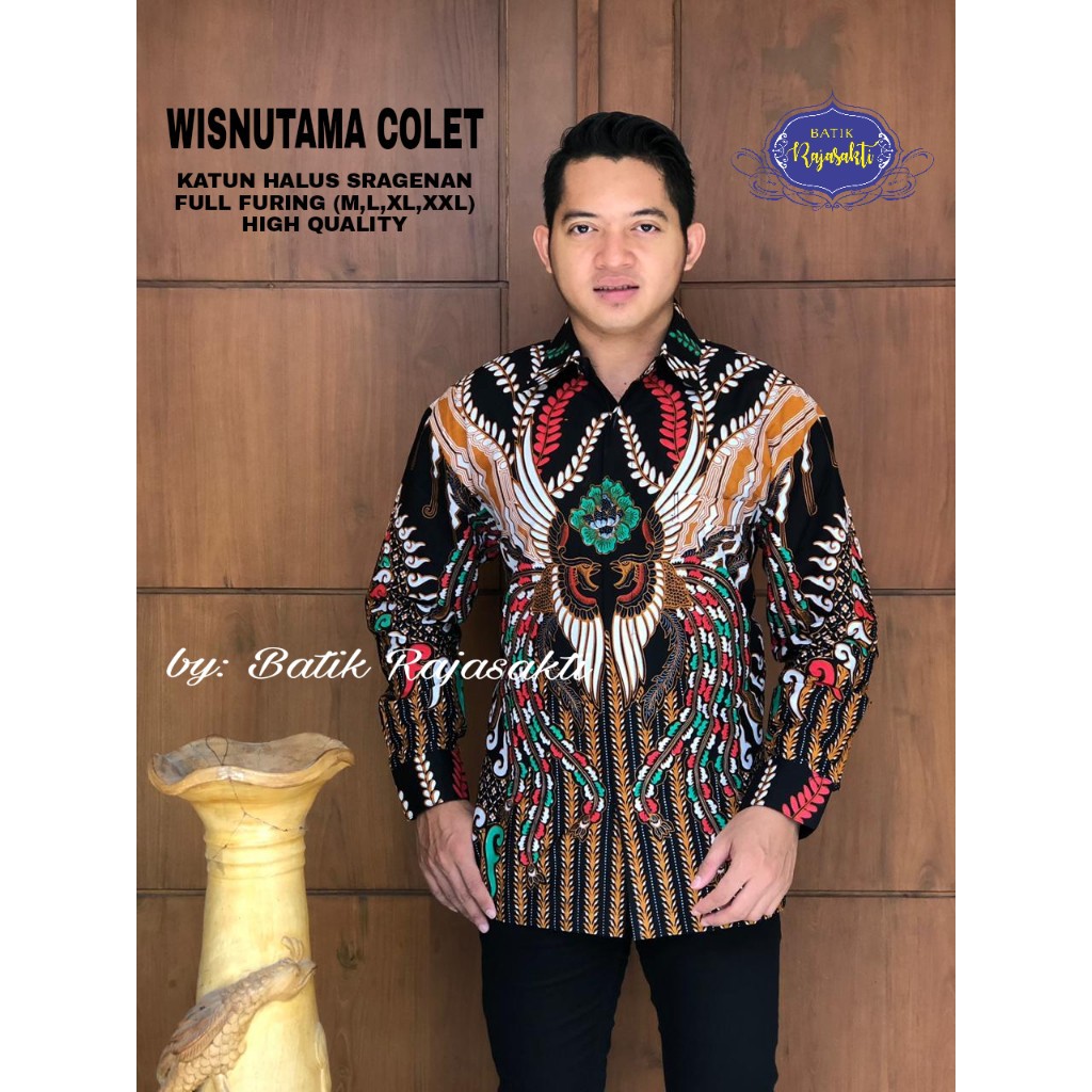 WISNUTAMA SERI RAJASAKTI KEMEJA BATIK SOLO PRIA LENGAN PANJANG LAPIS FURING ATASAN BATIK PREMIUM MODERN KATUN HALUS BAHUWIRYA  BANAMITRA BANAMITRA PUTIH BANGSAWAN BAYU PUTRA BERLIAN BIRU BHARATAYUDA BIMASENA BIRENDRA BIRU INDAH BRAHMAKERTA BRAHMAKERTA