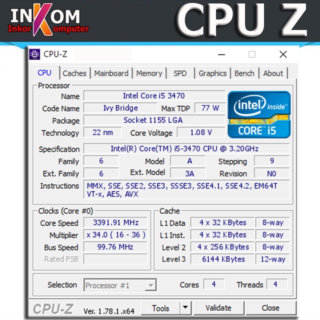 Intel Core Processor i5 3470 + fan