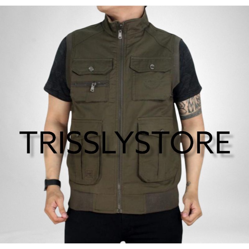 Rompi Jeep import pria bolak balik otherwear rompi Kanvas rompi outdoor/Vest Motor Anti Angin