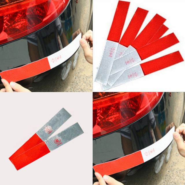 Sticker Reflector Warning Sign Merah Putih Stiker Reflektor Pemantul Cahaya