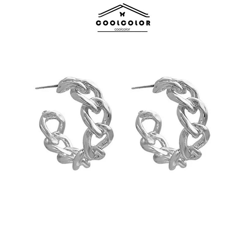 COD Anting-Anting Retro Fashion Logam Berongga Rantai Stud Earrings Premium Sense Earring- cl