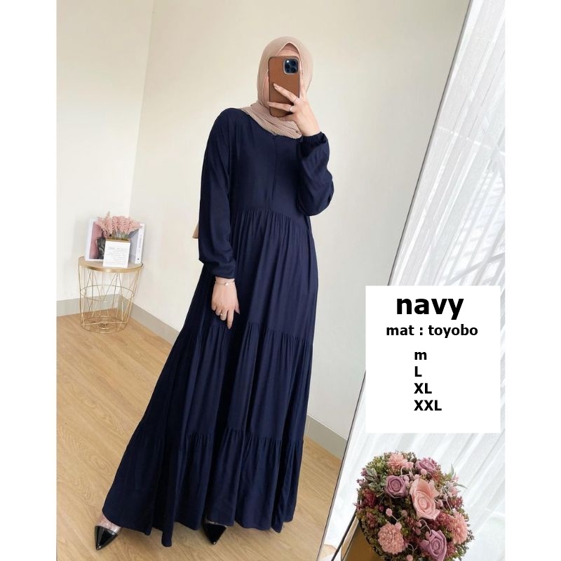 Gamis Susun Toyobo Basic Susun Rempel Busui Polos