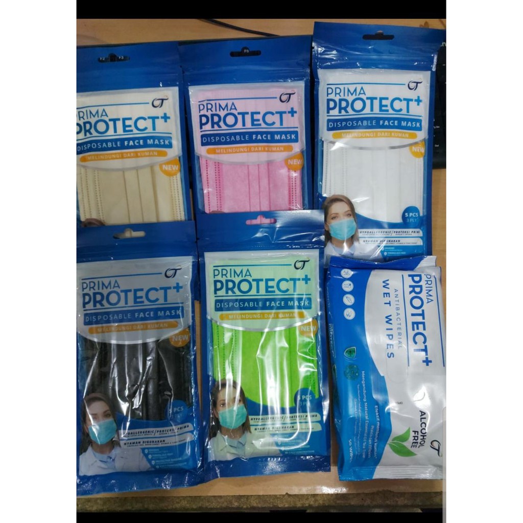 Masker 3PLY MEDIS  PRIMA PROTECT+ Disposable Face Mask (1 Pack isi 5 Pcs)