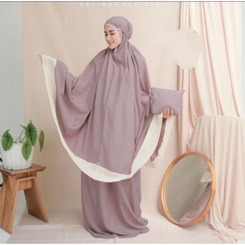 MUKENA POLOS RENDA BALI JUMBO DEWASA PREMIUM MURAH RENDA RAJUT