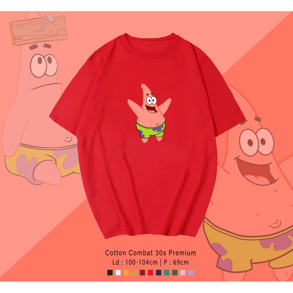 PATRICK HAPPY  / TERMURAH BAJU KAOS KATUN WANITA/ PRIA UNISEX LENGAN PENDEK / TUMBLR TEE /  OVERSIZE