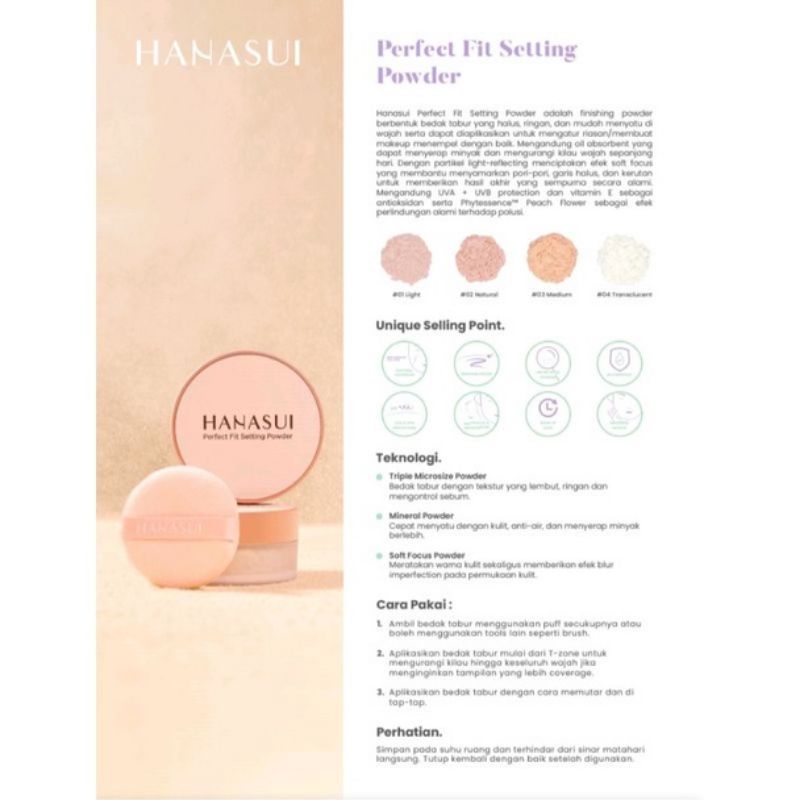 hanasui bedak tabur loose powder natural