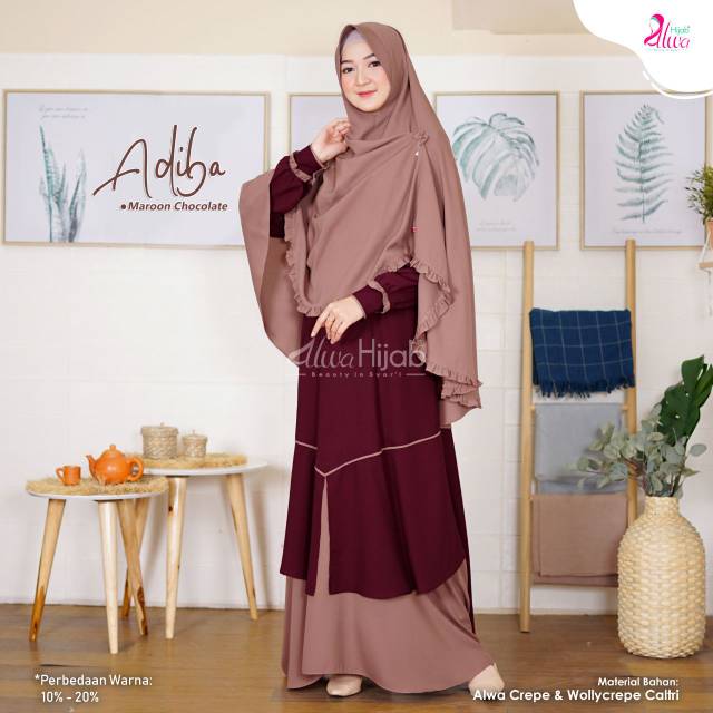 GAMIS SYARI ADIBA SET KHIMAR  || ALWA HIJAB