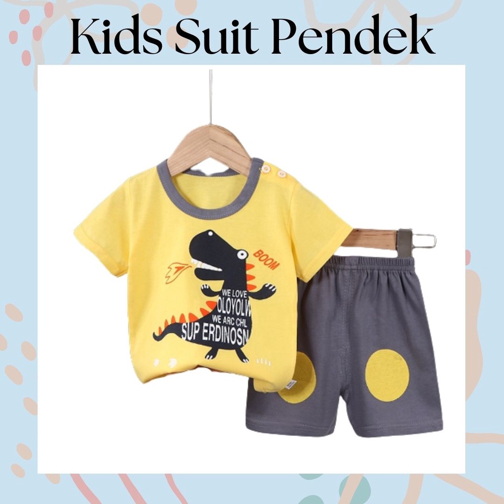 LittleAaron KIDS SUIT PENDEK Setelan Anak Bahan Kaos Lengan + Celana Berkualitas Import ebv cewek new10