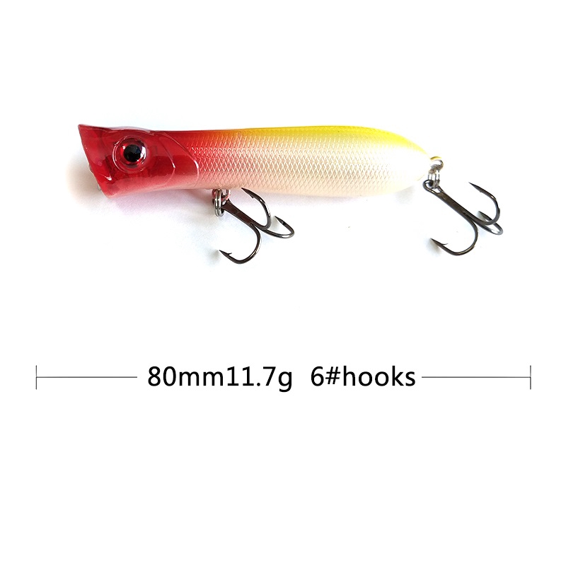 10Pcs Popper Fishing Lure 8cm/11.7g Swimbait Umpan Pancing Swimbait Ikan Bass Bait Minnow Floating