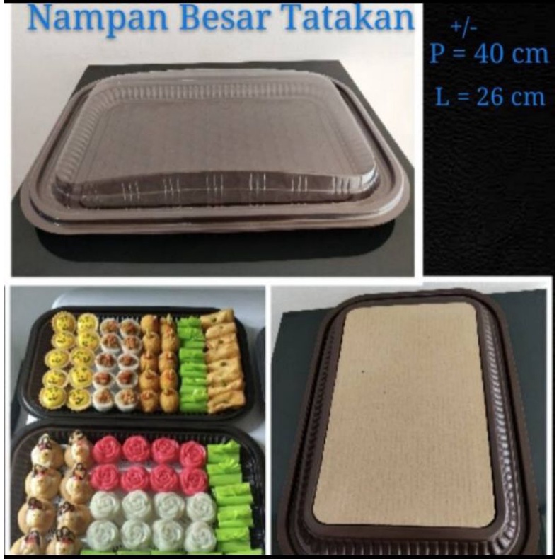 Mika Nampan Besar / Tray Nampan Mika Coklat Plastik L + Tatakan Karton