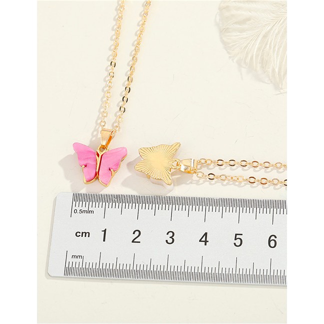 LRC Kalung Fashion Butterfly Resin Alloy Necklace