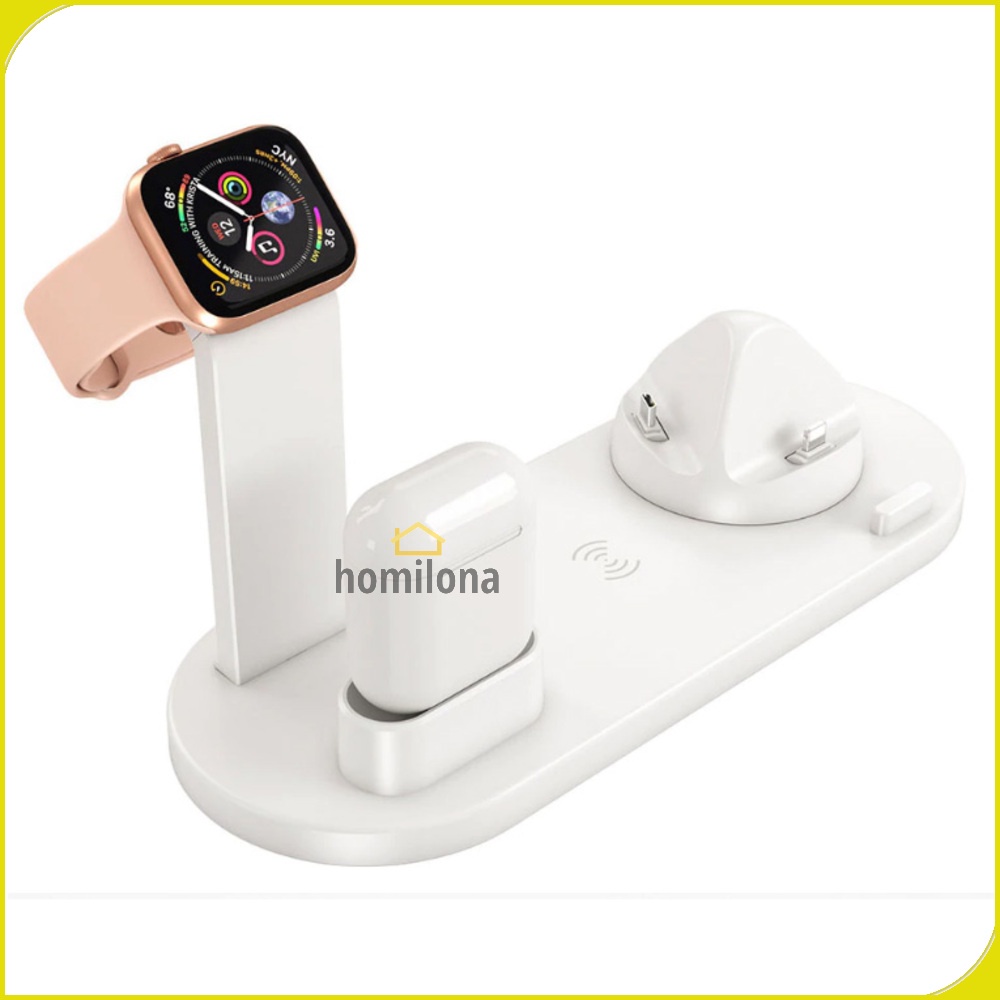 Wireless Charging Docking Station 3 in 1 for Smartphone Apple Watch Airpods - HICBEST BXD-07A - White