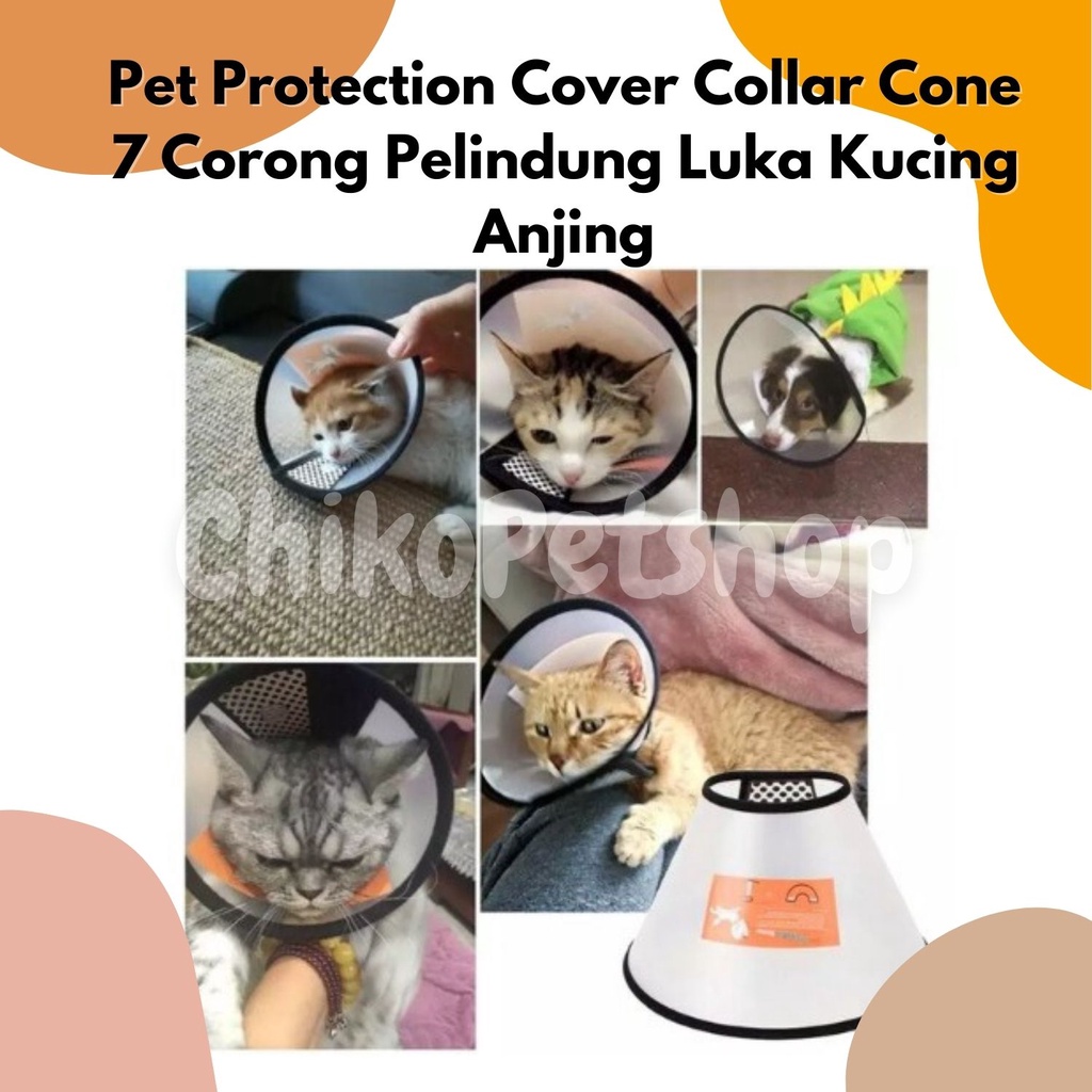 Pet Protection Conver Collar Corong Anjing &amp; Kucing Pet Cone Protection pelindung untuk kucing dan anjing