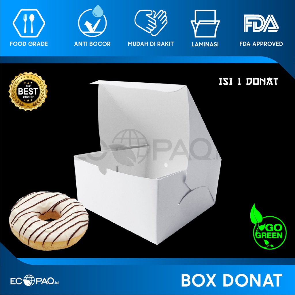 Box Donat - Kotak Donat - Dus Donat Donut - PUTIH- Isi 1 (100 pcs)