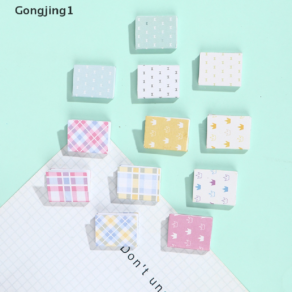 Gongjing1 4Pcs / Set Mainan Miniatur Buku Catatan Motif Garis Kotak-Kotak Untuk Aksesoris Rumah Boneka