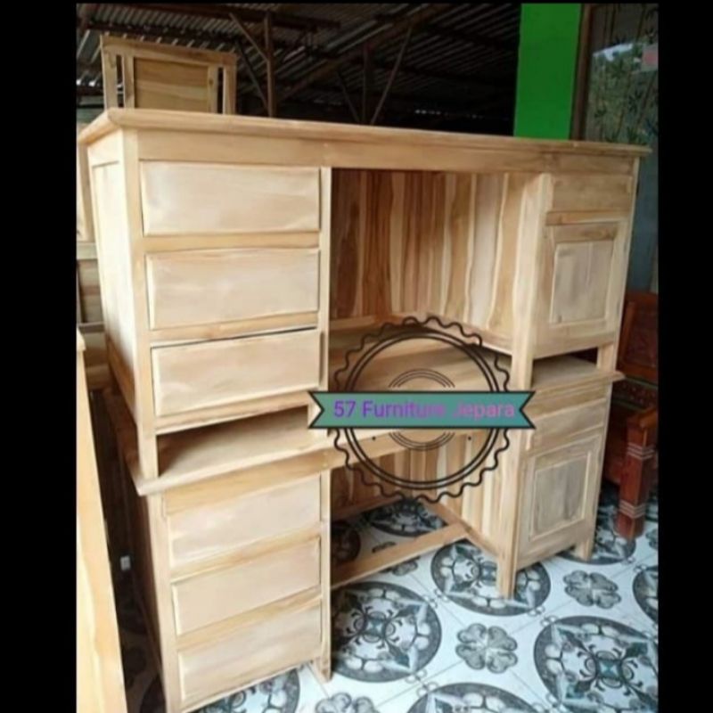 Meja laci untuk kerja kantor jati mentahan jepara