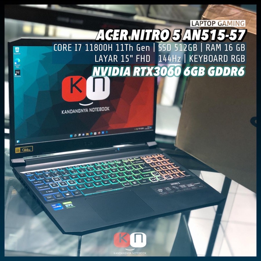 ACER NITRO 5 AN515 57 - I7 11800H 16GB 512SSD RTX3060 15.6"FHD 144Hz