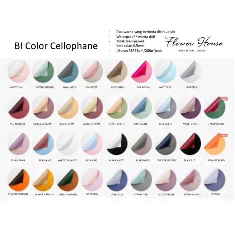 

(Lembaran) Bi Colour Cellophane Kertas Bouquet Bolak Balik