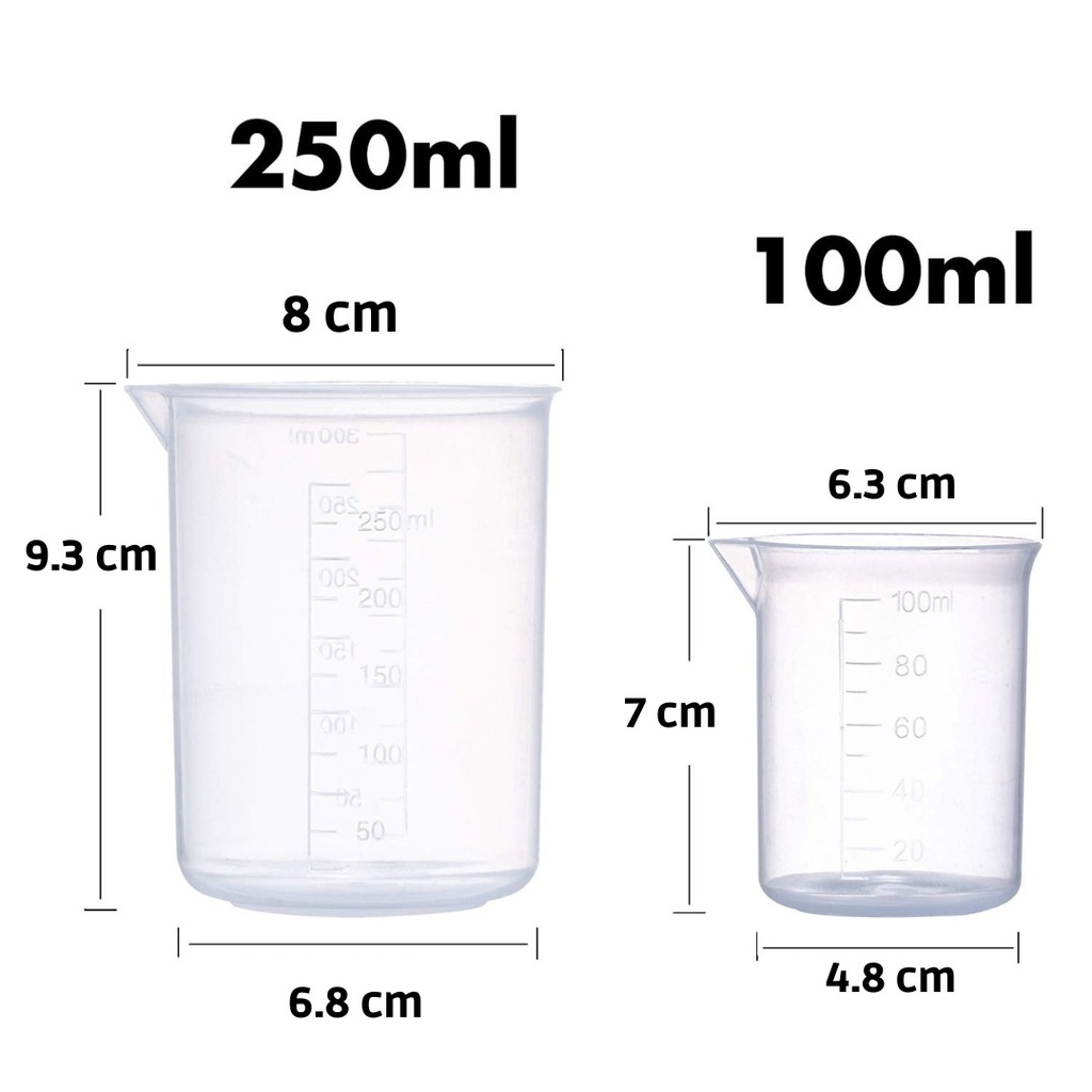 Plastic Beaker Gelas Takar Lab Kimia Laboratorium Gelas Kimia Plastik 25ML 50ML 100ML 500ML 1000ML