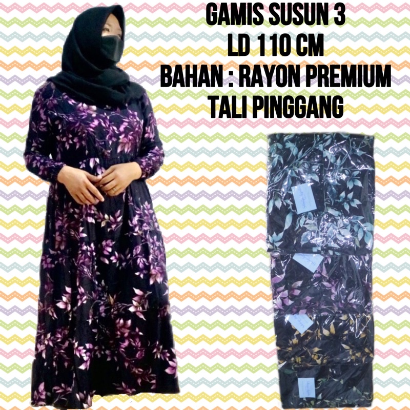 GAMIS SUSUN 3 / GAMIS REMPEL 3 RAYON PREMIUM