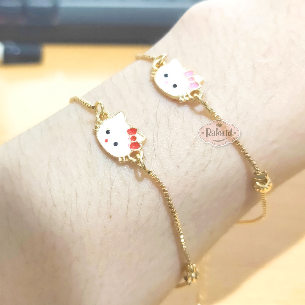 Gelang Tangan Anak Motif Muka Hello Kitty Pita Perhiasan Anak 1162