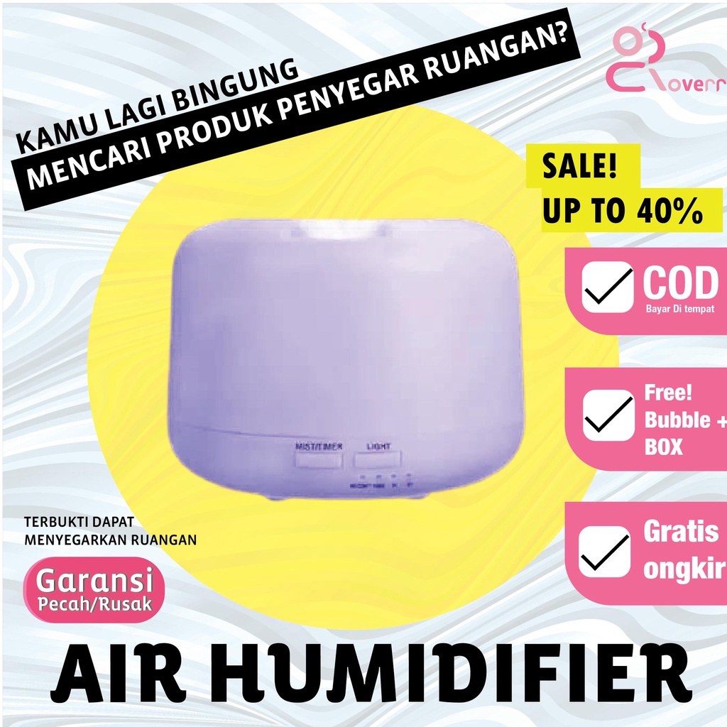 Alat Pengharum Ruangan Pembersih Udara Taffware Humidifier Elektrik Ultrasonic Diffuser Aromaterapi Air Purifier Led