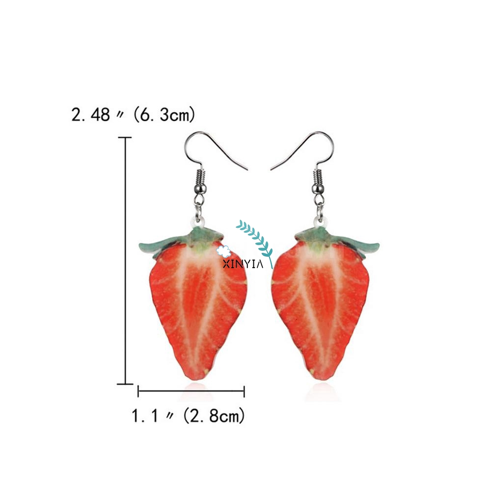 Anting Tusuk Desain Buah Strawberry Bahan Akrilik Untuk Wanita