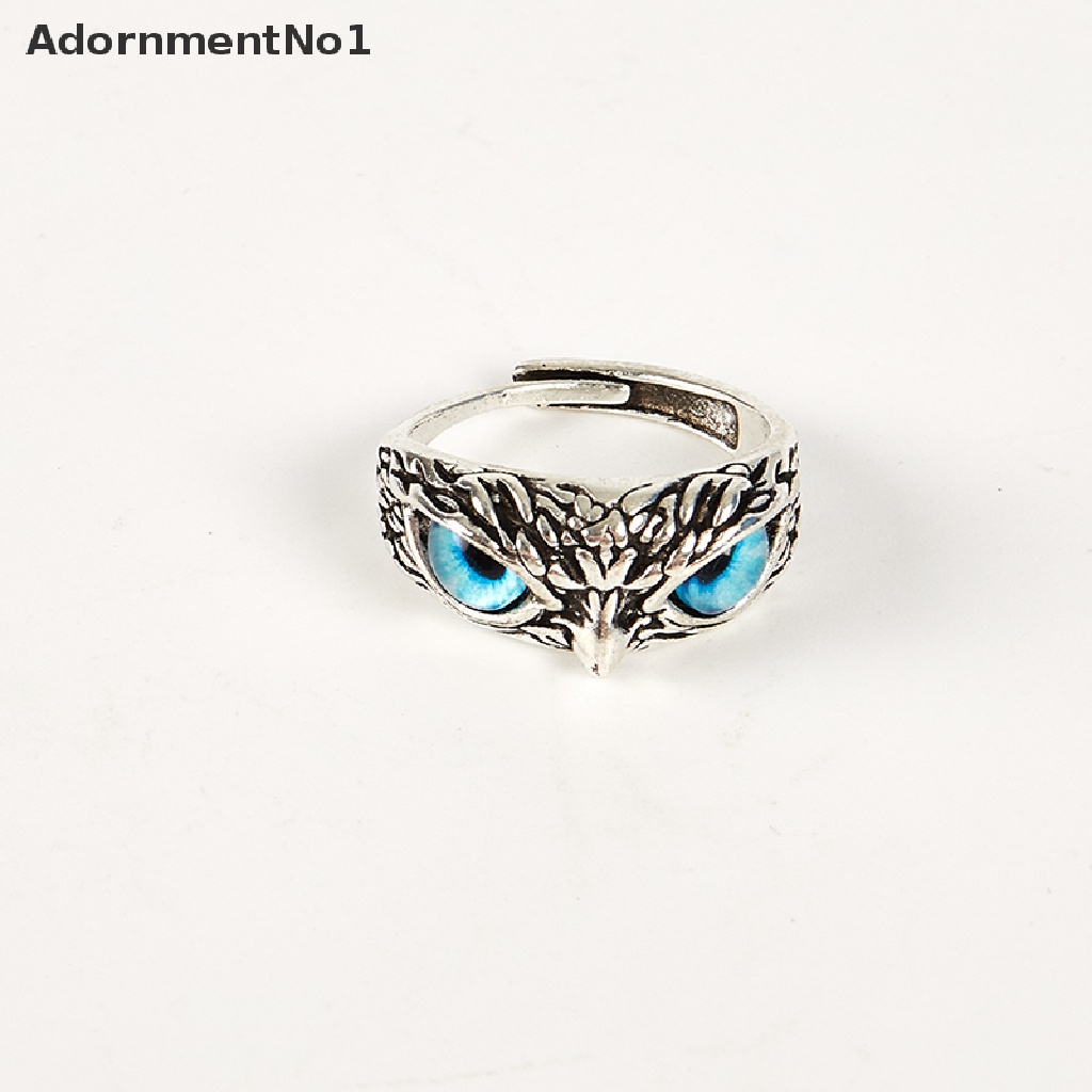 (AdornmentNo1) Cincin Bentuk Burung Hantu Warna Silver Model Vintage Untuk Unisex