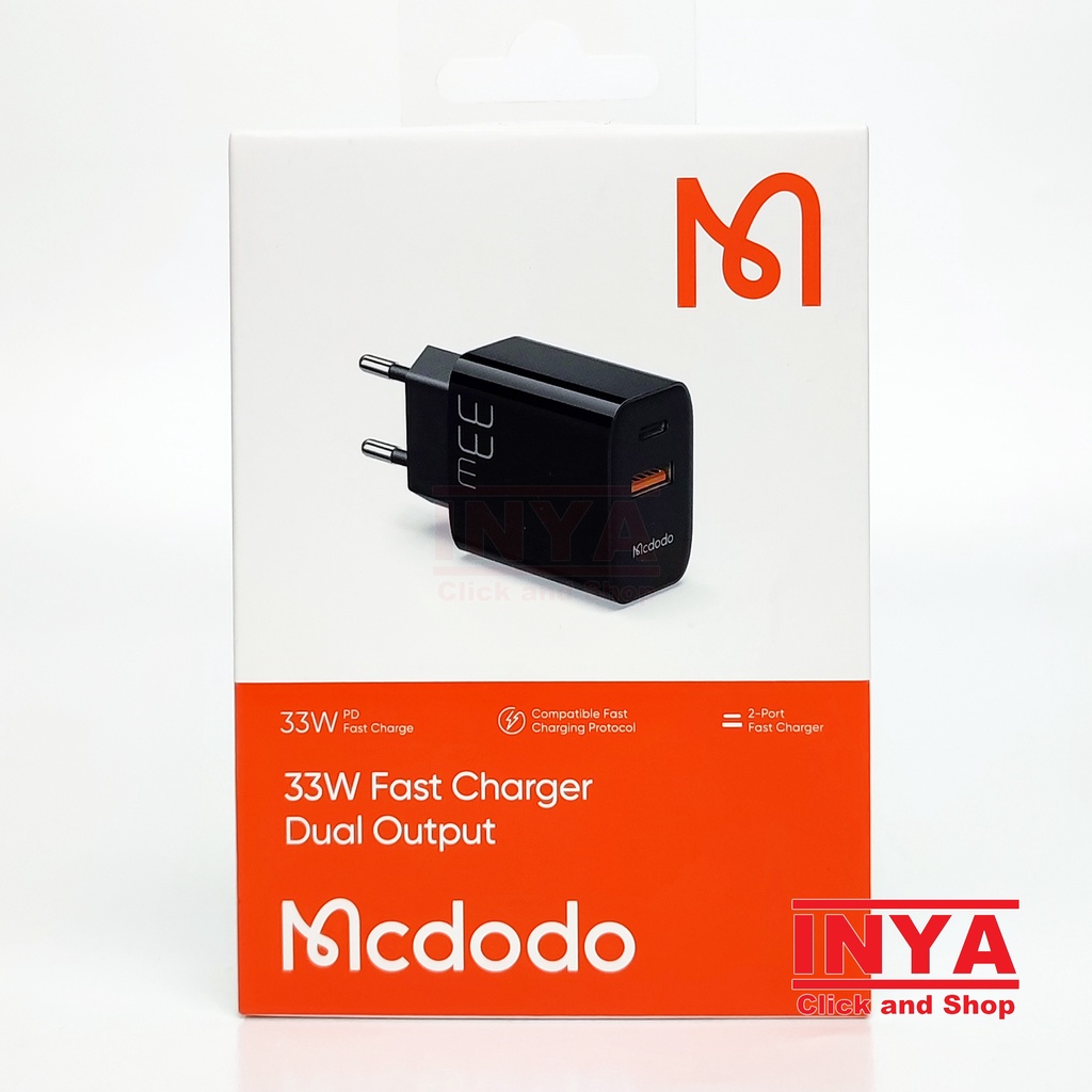 MCDODO 33W FAST CHARGER DUAL OUTPUT CH-0921 - Charger Type C &amp; USB Output