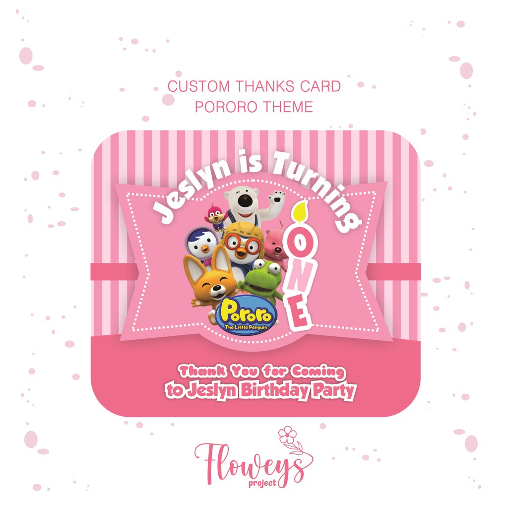 Custom Thanks Card "Pororo Theme"