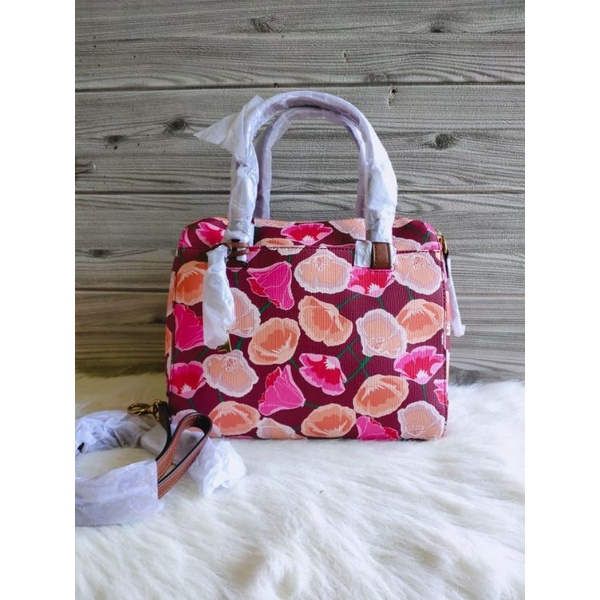 tas FOSSIL rachel satchel pink floral