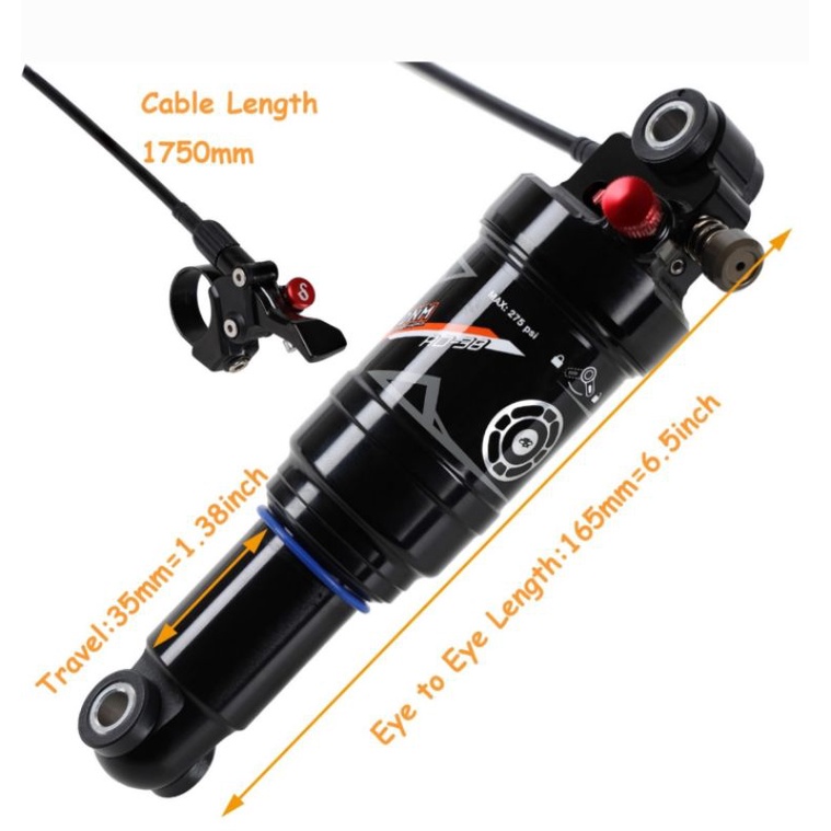 DNM Rear Shock 165 mm Remote Control Rear Shock DNM AO38RC Air Rebound Sepeda MTB