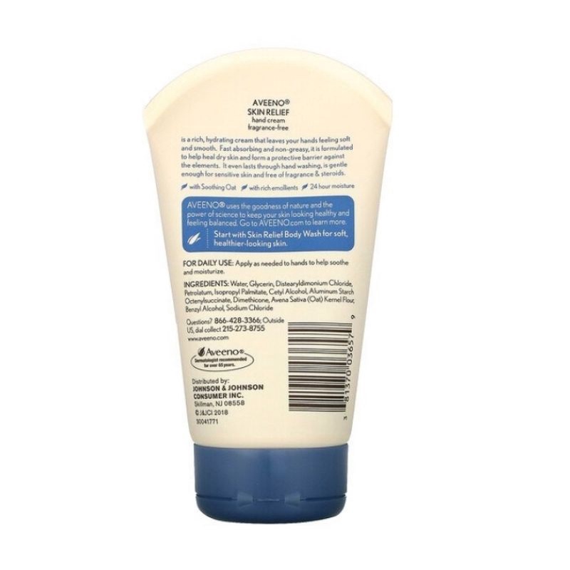 Aveeno Skin Relief Hand Cream Fragrance Free 100 g