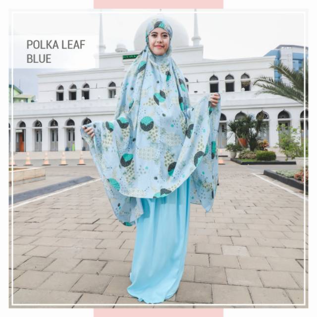 Mukena Polka Leaf Blue