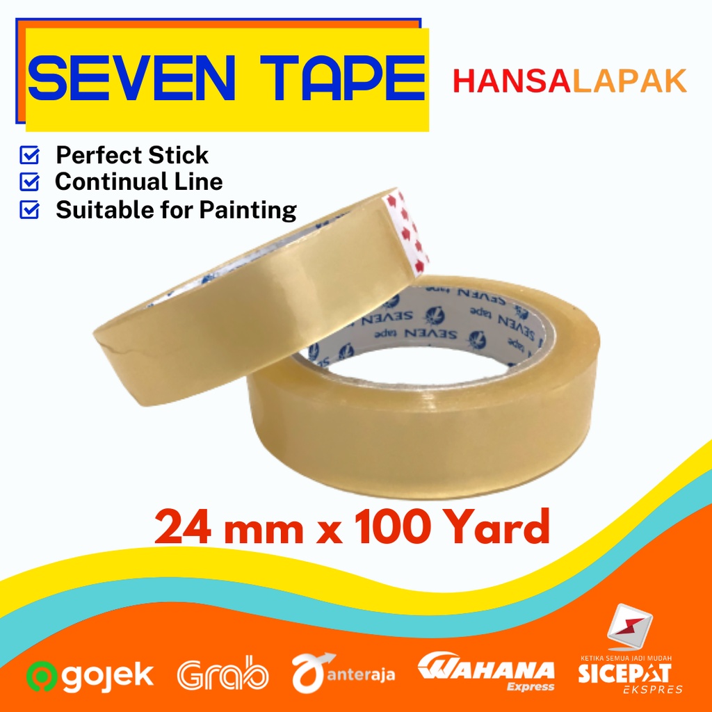 

Lakban Bening 24 mm x 100 Y SEVEN TAPE Kuat LENGKET ANTI PUTUS
