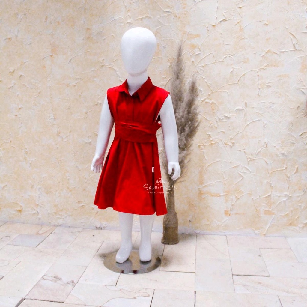 Saoirse's Honami Midi Red Dress - Gaun merah anak perempuan balita