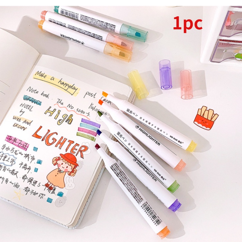 Creative Morandi Highlighter Retro Marker Pen Rough Focus Hand Account Pen Students Stationery Set