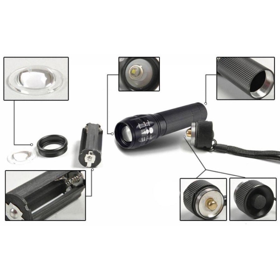 TaffLED Senter LED Flashlight Cree Q5 2000 Lumens LF000U01