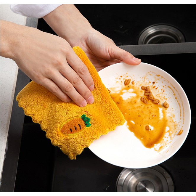 AS1920 Kain Lap Dapur BORDIR / Kain Lap Microfiber Serbaguna Coral Penyerap Air Motif Bordir