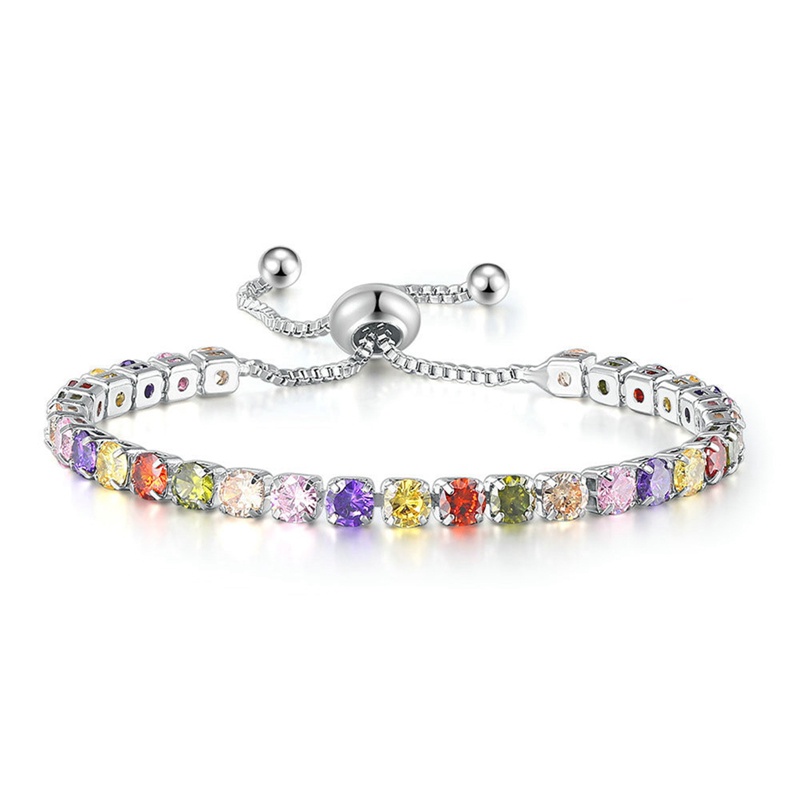 Gelang Tangan Wanita Model Tali Serut Adjustable Hias Zircon Multi Warna Untuk Pernikahan