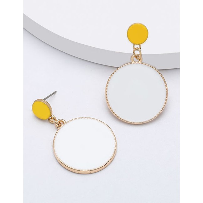 LRC Anting Tusuk Fashion Multi-layered Round Alloy Drip Oil Geometric Earrings D92191