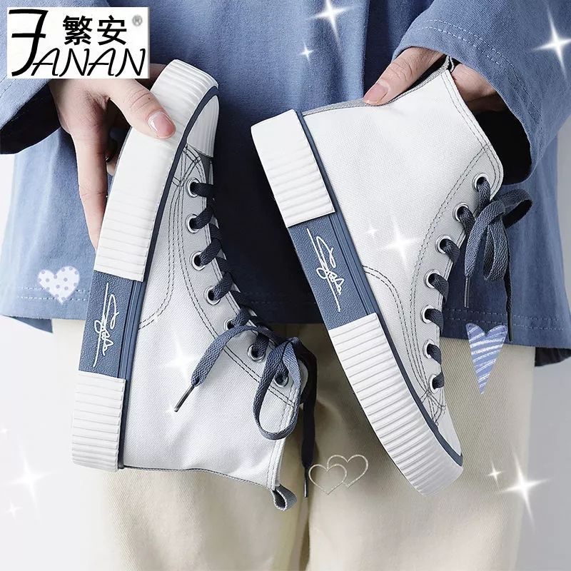 Sepatu Sneakers Wanita High Top Boots Kanvas Korean Sport BK-01-2